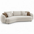 Divano curvo 3 posti avorio in poliestere bouclé 230 x 100 x 75 cm