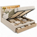 Letto matrimoniale con contenitore e cassetti Beige/Rovere chiaro, 160 x 200 cm