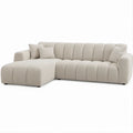 Divano angolare con chaise longue sinistra beige con piedini neri, 280 x 165 x 78 cm