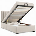 Letto matrimoniale contenitore beige e nero 160 x 200 cm con rete a doghe e sollevamento a gas