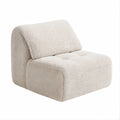 Poltrona imbottita squadrata in tessuto bouclé avorio, 85 x 92 x 75 cm