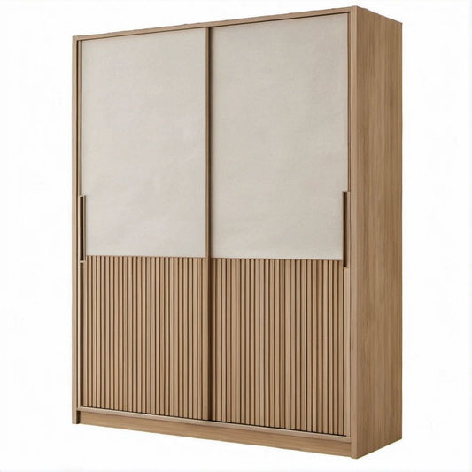 Armadio a 2 ante scorrevoli 120 x 60 x 200 cm Rovere Naturale e Beige