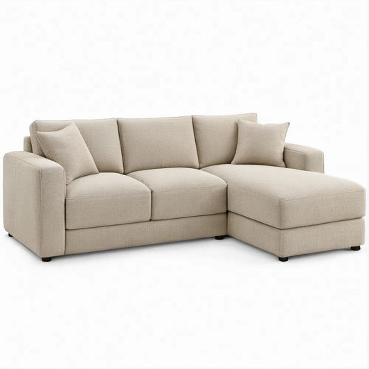 Divano angolare 3 posti con penisola destra beige, 230 x 150 x 85 cm
