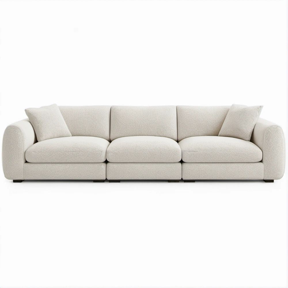 Divano lineare 3 posti in bouclé beige 250 x 95 x 75 cm
