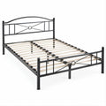 Letto matrimoniale in acciaio nero con rete a doghe 140 x 190 cm